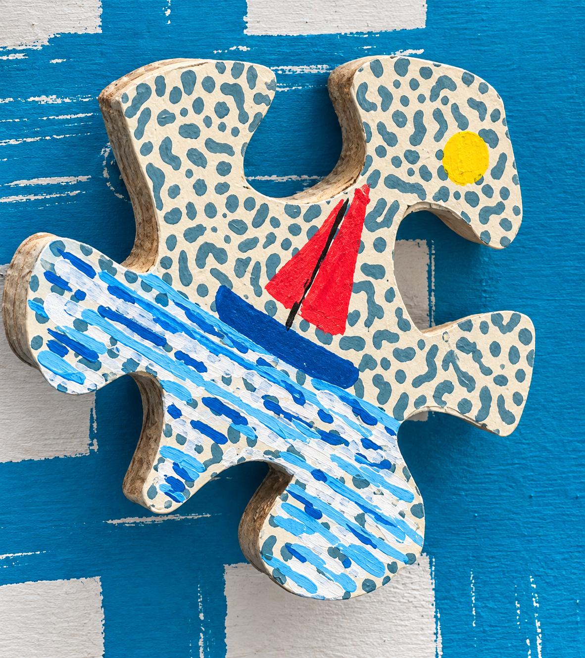 WOODEN JIGSAW PIECE BAG CHARMS BY SARAH MOORE