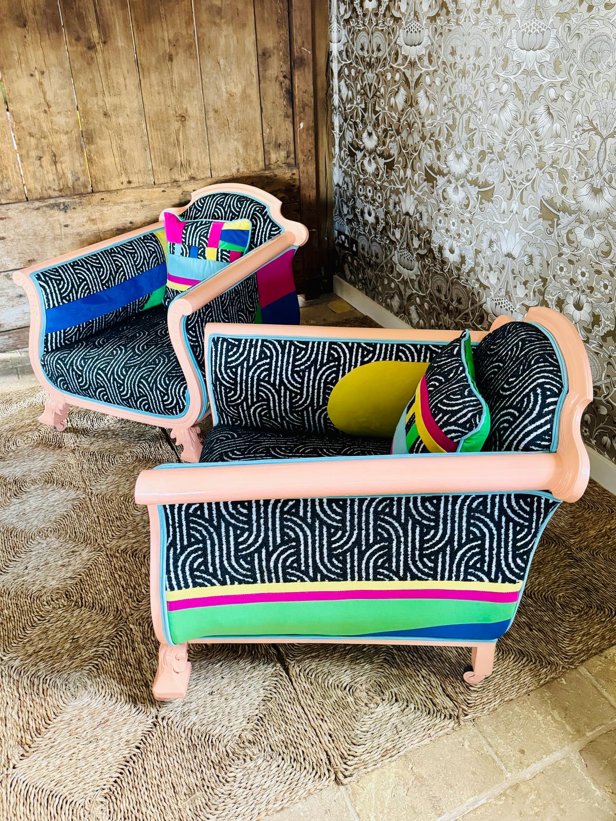 Memphis inspired armchairs by Ollie Clueit