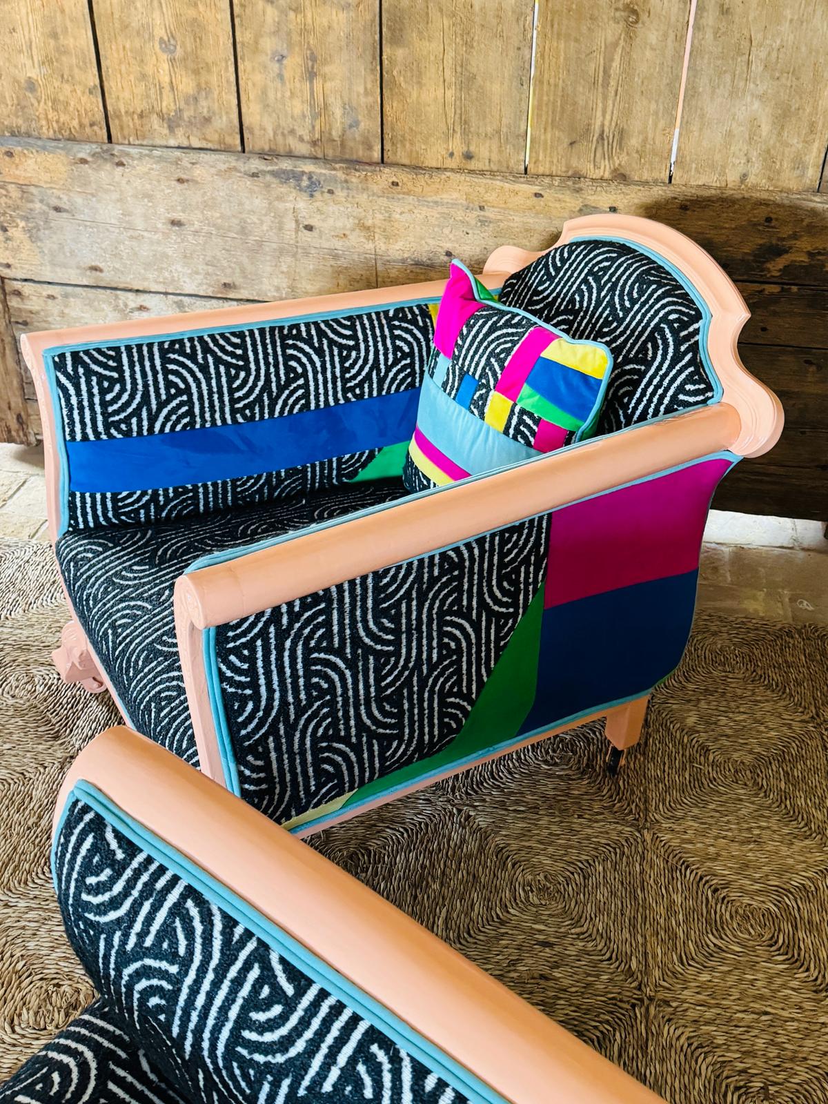 Memphis inspired armchairs by Ollie Clueit