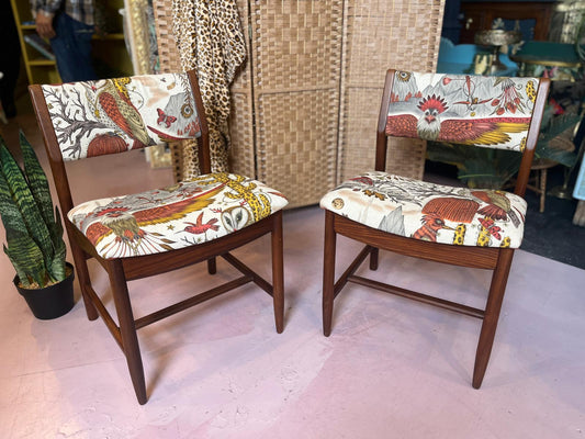 Pair of re-upholstered chairs by Katie & Sophie (Grace Interiors)