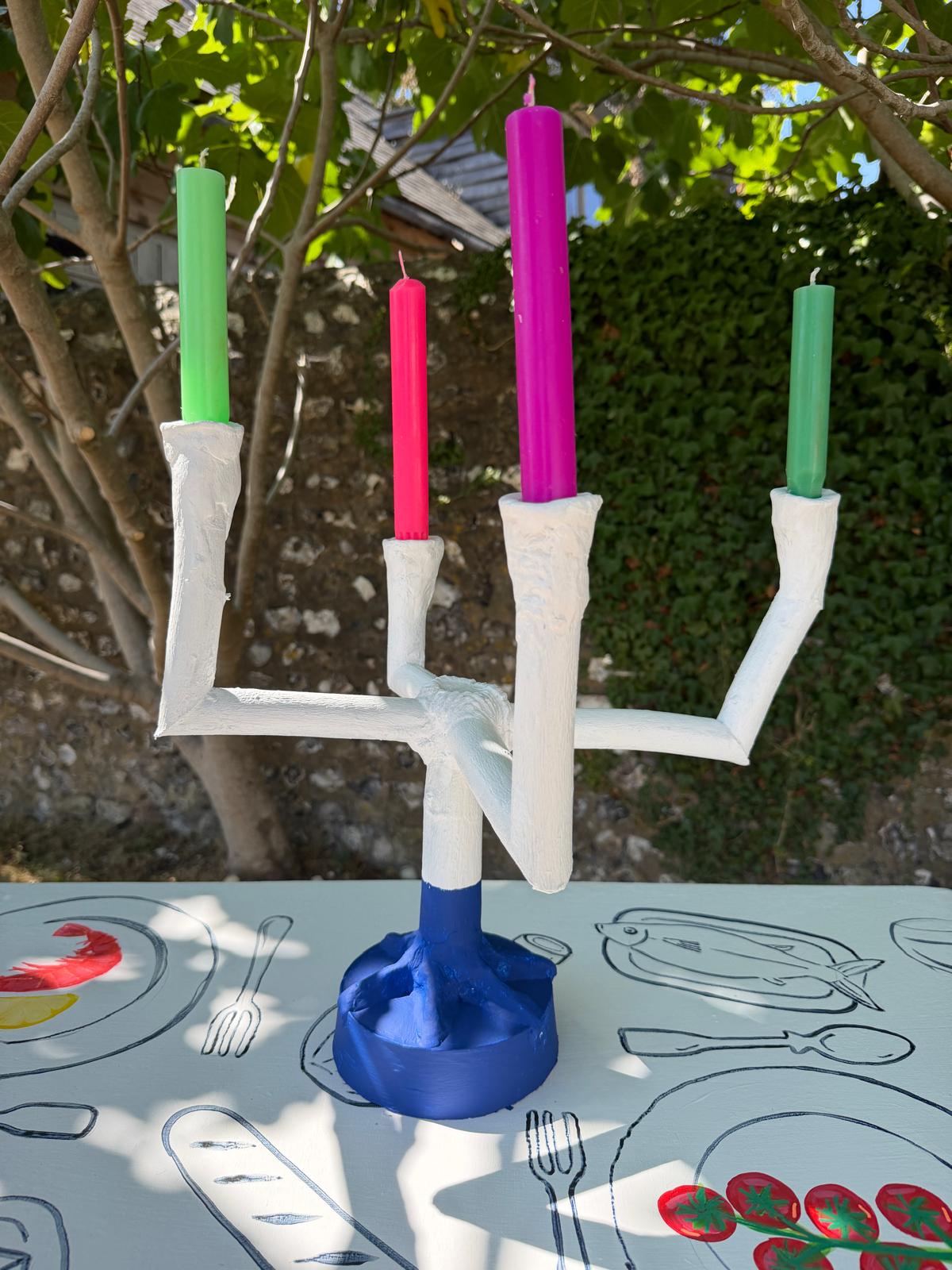 Brutalist candelabras & plant markers by Sarah Moore