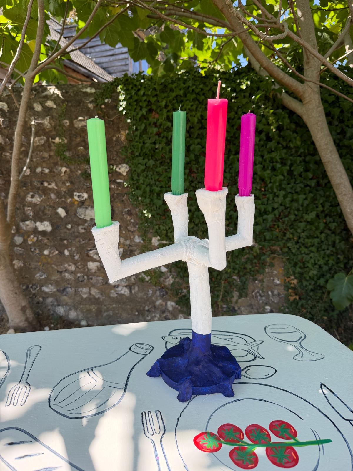 Brutalist candelabras & plant markers by Sarah Moore