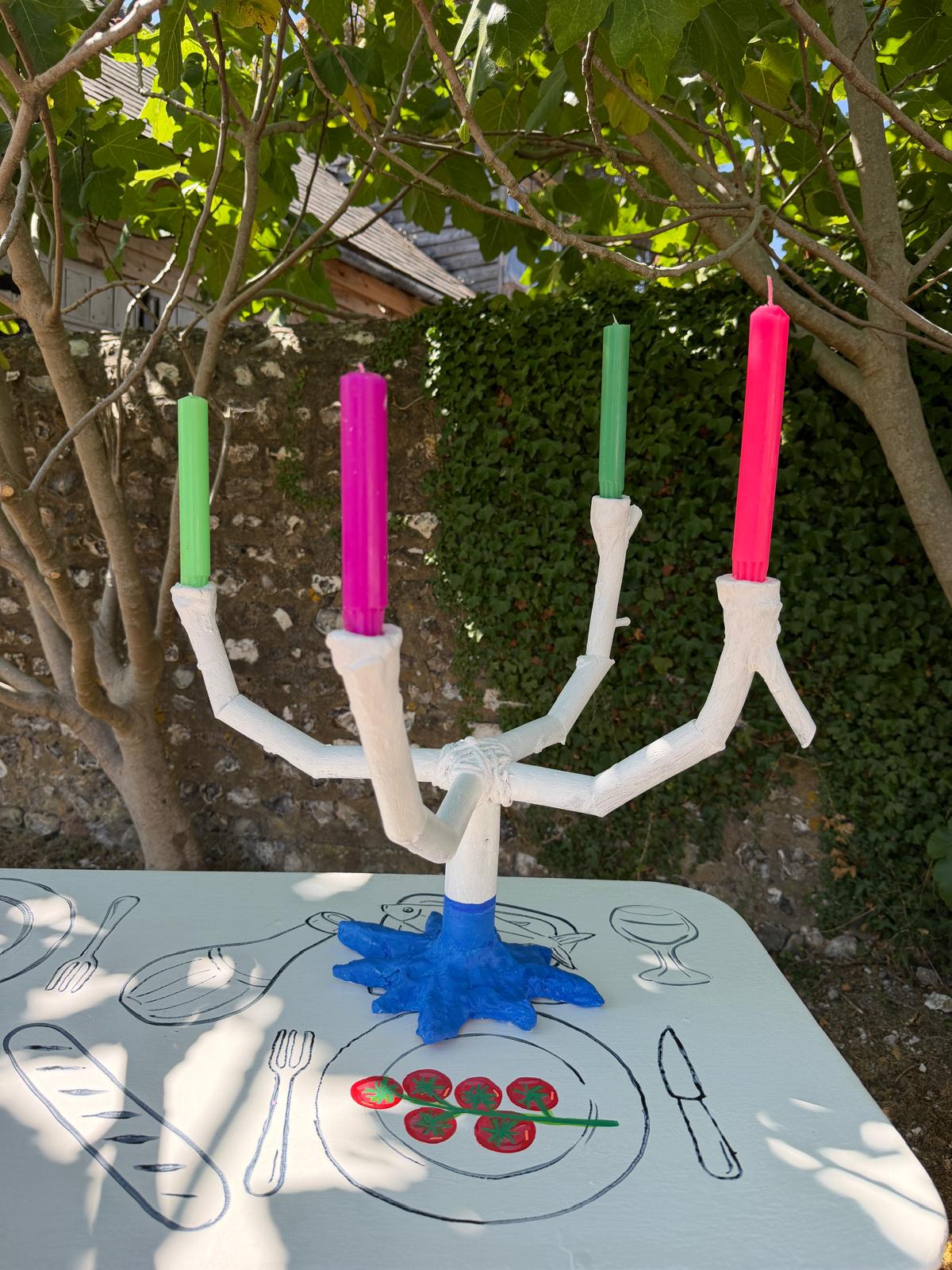 Brutalist candelabras & plant markers by Sarah Moore