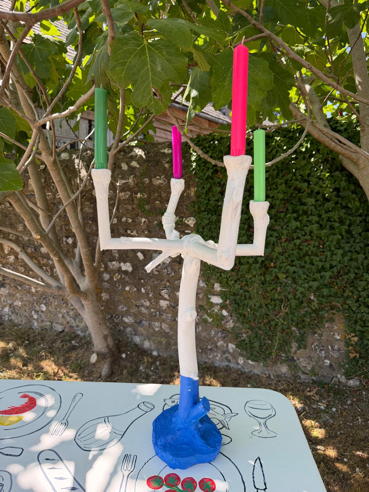 Brutalist candelabras & plant markers by Sarah Moore