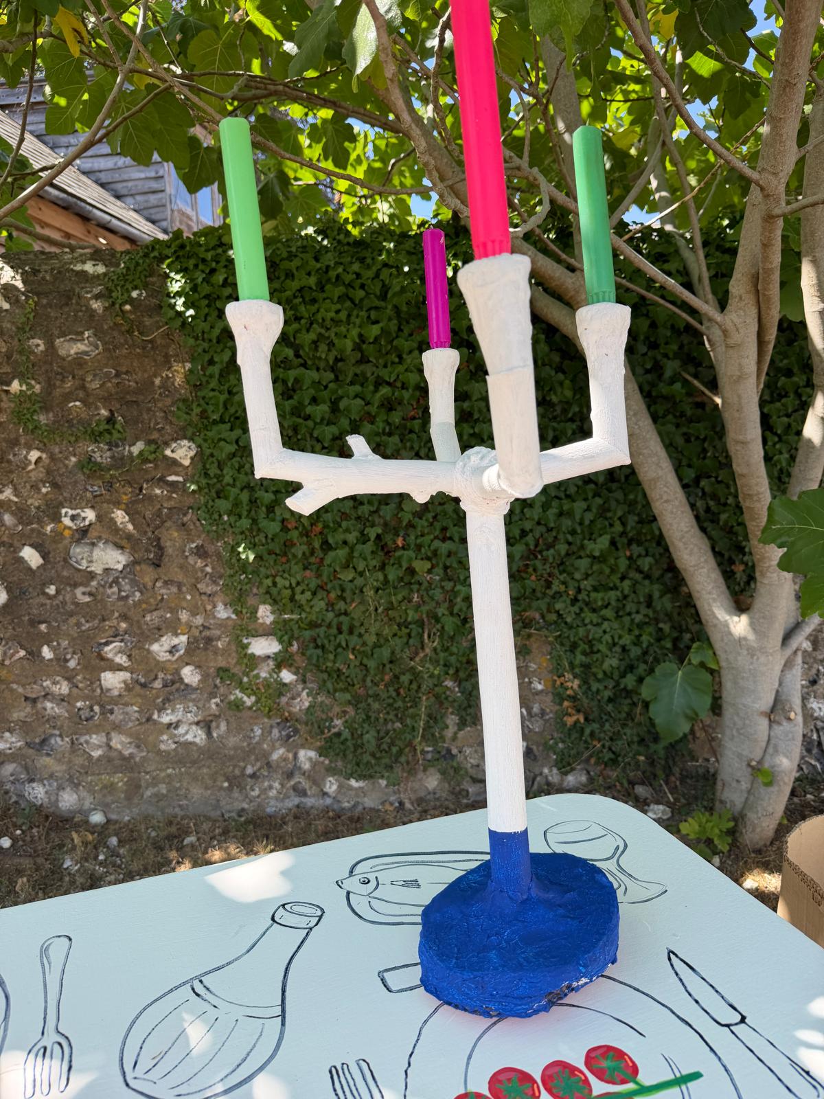 Brutalist candelabras & plant markers by Sarah Moore